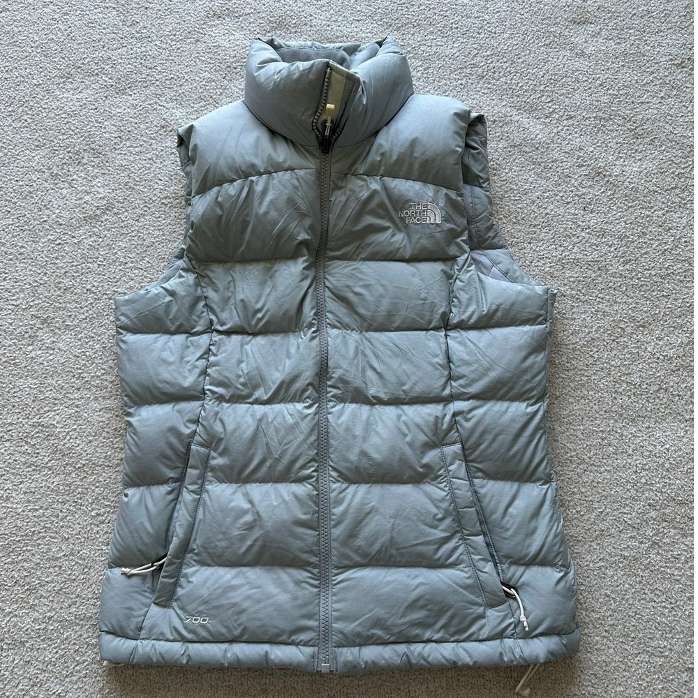 The Northface Womens Nuptse 700 Fill Down Vest in Gray size small